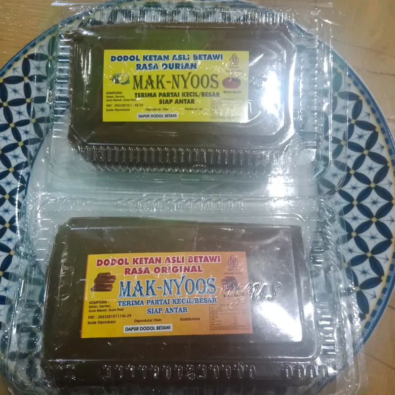 Dodol Betawi Asli Maknyoos 500 grm/ Setengah Kg - Varian Rasa Original, Duren, Ketan Hitam, dan Wijen - Bahan 3