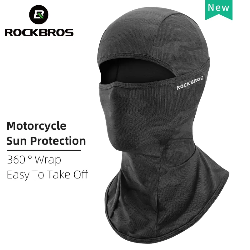 Balaclava Pelindung Matahari, ROCKBROS, Untuk Lelaki dan Wanita, Topeng Muka Penuh, Motosikal Basikal Elektrik, Tudung Kepala Sutera Ais, Sesuai untuk Berbasikal, Musim Bunga dan Musim Panas