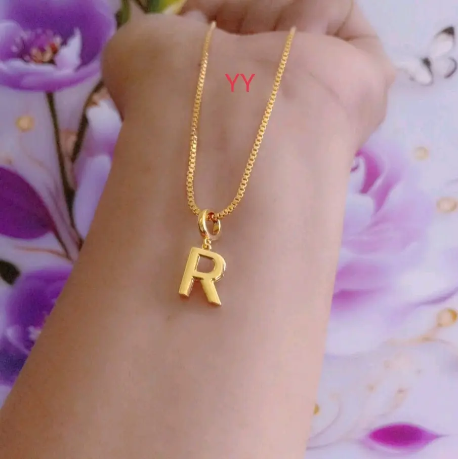 Kalung liontin huruf lapis emas bisa untuk anak dan juga dewasa Perhiasan