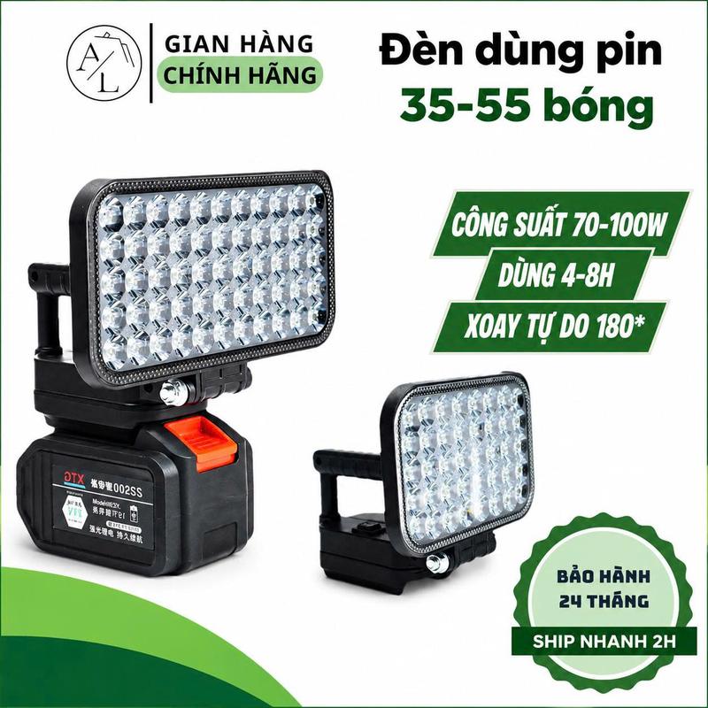 Đèn led 35/55 mắt siêu sáng sử dụng chân pin phổ thông MAKITA có 2 chế độ sáng, có 2 cổng sạc USB, tay cầm tiện lợi