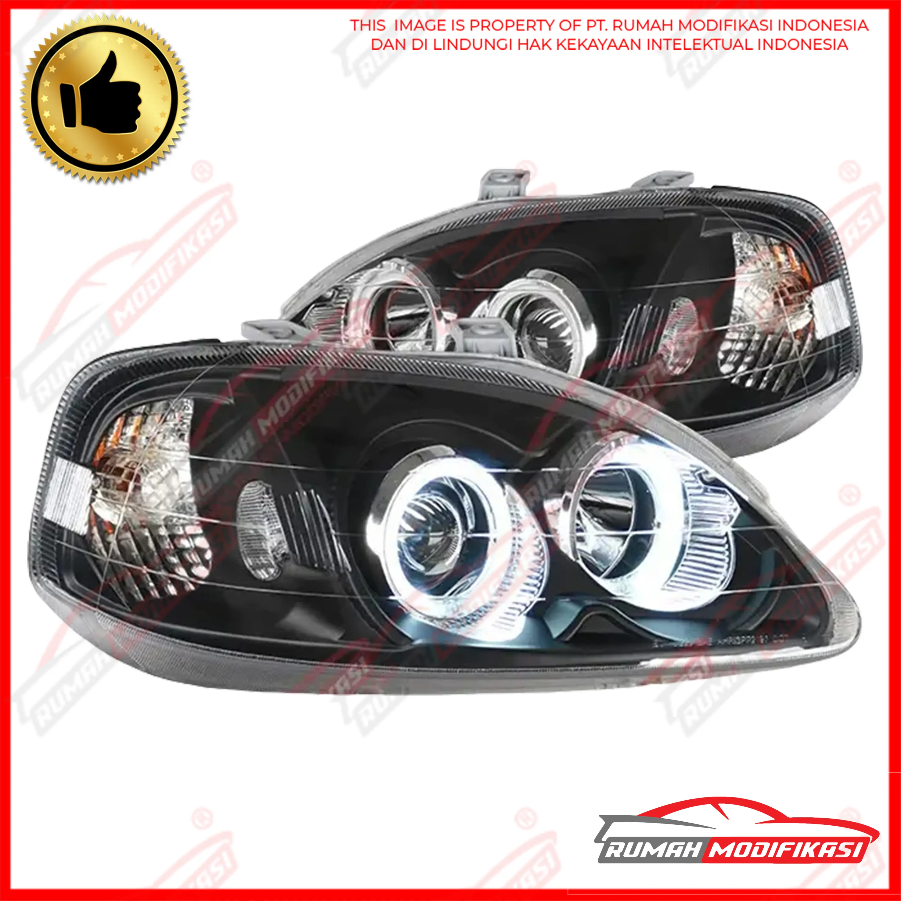 HEADLAMP - HONDA CIVIC FERIO 1999-2000 - ANGLE EYES - BLACK