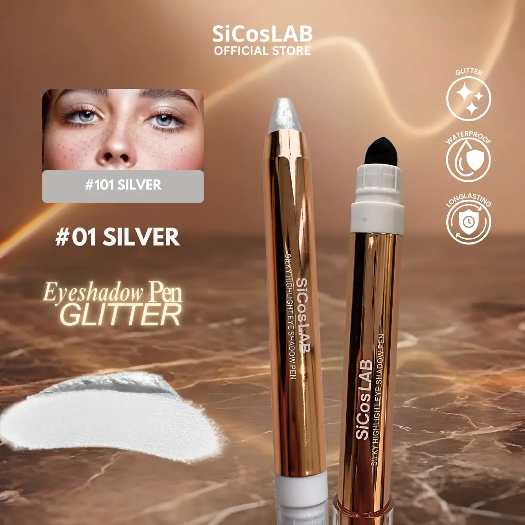 BPOM Sicoslab ｜Eyeshadow Pen Cream Shimmer Single BPOM NA11241200180SicosLAB Waterproof Glitter Kosmetik Brown Orange 10g