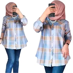 Blouses & Shirts GERAI WINARTI OLAV KEMEJA KANTOR WANITA OVERSIZE ATASAN KATUN MOTIF KOTAK  Baju Atasan Katun Casual Cewek