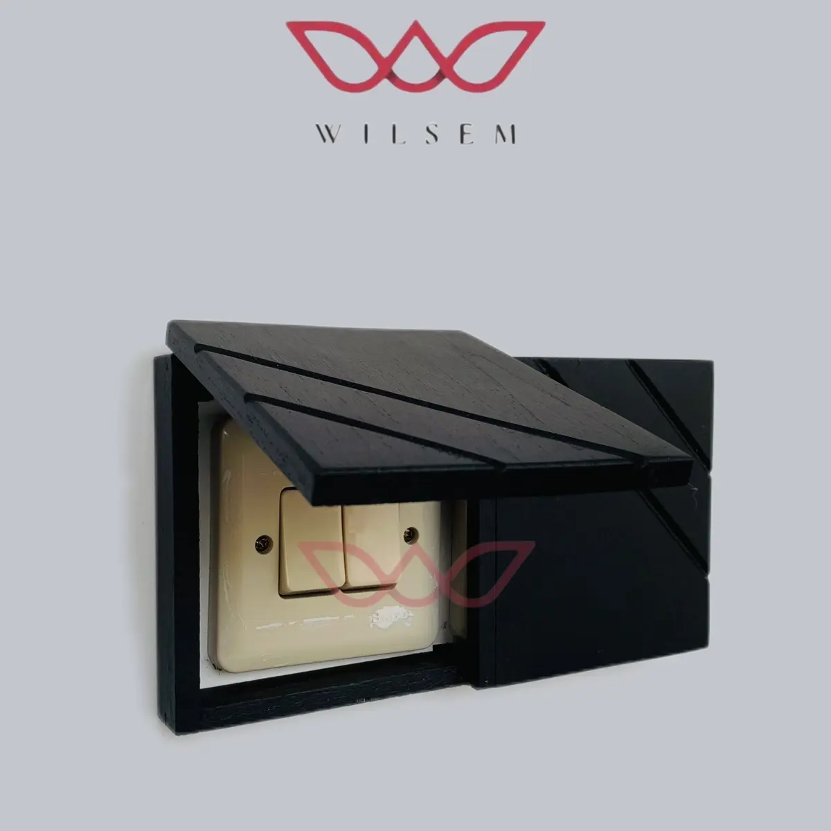 WILSEM FMG021CL-Frame Saklar Hitam Kayu Jati Ukuran Untuk Saklar Single L1
