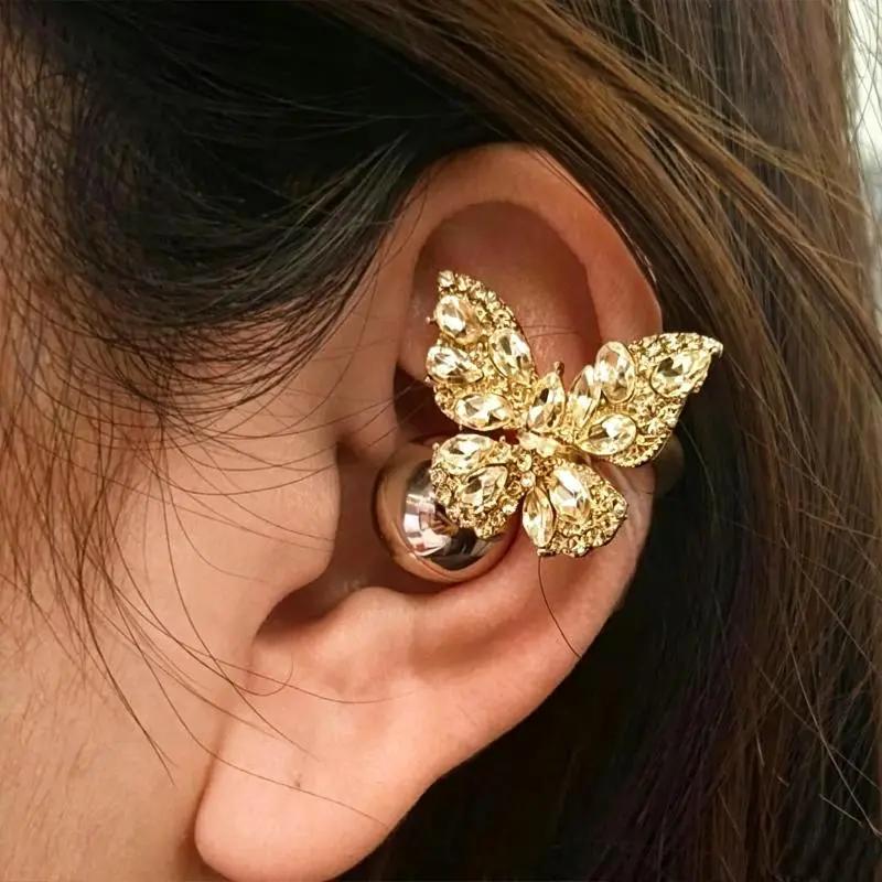 Zircon Tai Nghe Clip Lấp Lánh Bướm Thiết Kế DIY Cá Nhân Earbud Phụ Kiện Cho Tai…