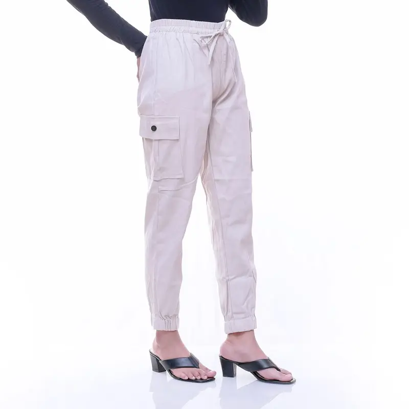 Celana cargo wanita full karet// Baggy pants joget wanita Twill combed Panjang Kulot Basic 5