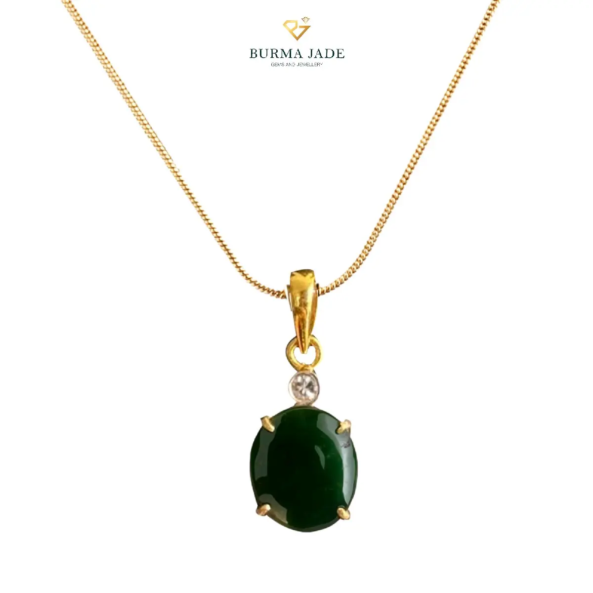 Gold pendant with natural jade (Burma Jade)