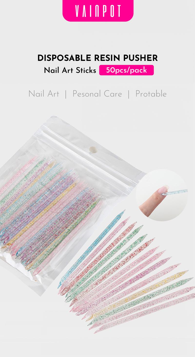 Product Introduction of Disposable Crystal Cuticle Pusher / Nail Art Sticks (50pcs) 0