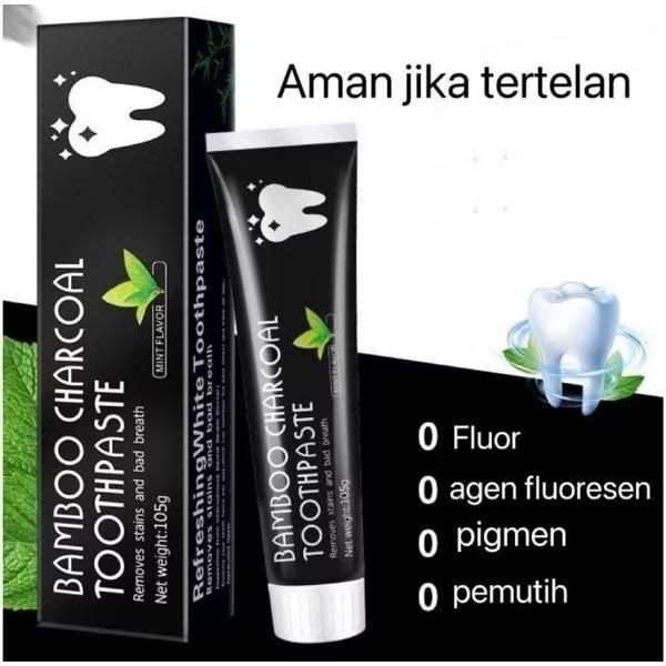 Pasta Gigi Pemutih Charcoal Memutihkan Kuning Gigi Dan Membersihkan Karang Gigi Paling Ampuh Odol Pemutih Mulut - Bamboo Charcoal Toothpaste Penyegar 2