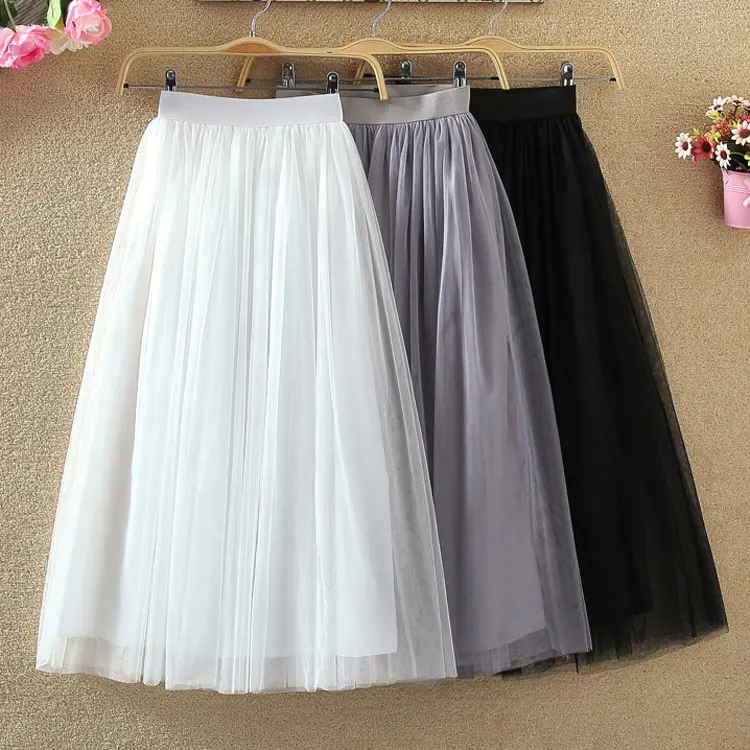 Mcjoden-Princess (3layers) Tulle High quality gauze skirt high waist long skirt women's Tutu maxi pleated skirt