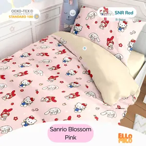 Sprei Set Sanrio Blossom | Katun STAR Lokal Microsilk | Sprei Double Karet Anti Geser | ElloMilo Sprei & Bed Sheet