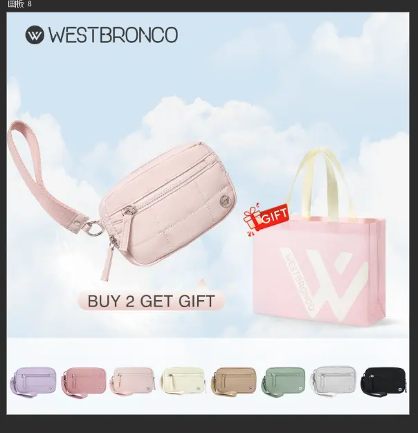 WESTBRONCO [PUFFER CLOUSIE BAG] [High Seller 1.]Dompet untuk dompet berlapis perunggu wanita dengan 3 dompet ritsleting untuk perjalanan penggagas kartu kredit.Girlfriend Gift