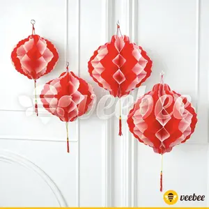 Lampion Merah Putih Honeycomb 20cm, 25cm, 30cm, 35cm/ dekorasi merah putih 17agustusan/ dirgahayu RI