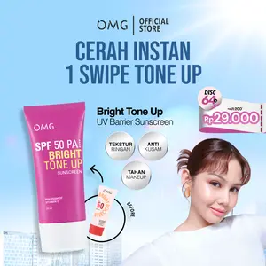 [BELI BANYAK, LEBIH MURAH!] OMG Oh My Glow Bright Tone Up UV Barrier Sunscreen SPF 50 PA++ 25 ml - Mencerahkan, Melindungi UV, Ringan & Cepat Meresap
