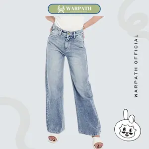 WARPATH - Highwaist Kulot Loose Baggy Jeans Wanita Panjang Wide Leg Non Stretch Light Blue Celana Jeans Denim Cewek Non Karet COOLGY 7351