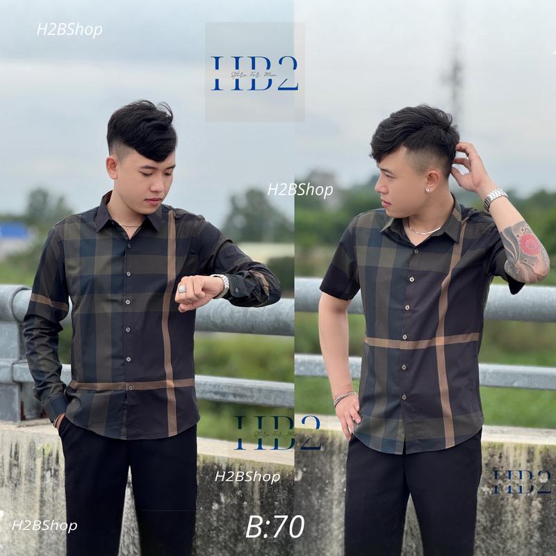 Áo Sơ Mi Sọc Caro màu xanh Rêu Kẻ sọc Vàng Nam Kem Menswear Kate Shirt Tim Ngắn Tay Dài Tay