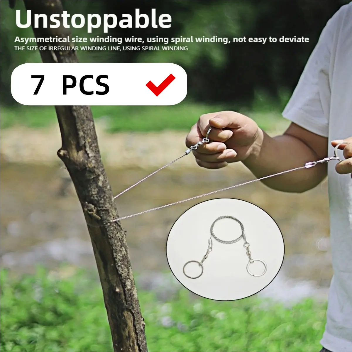 (7pcs) Hand pulled saw, wire saw, wire saw Outdoor survival equipment, multifunctional chain saw, water grass saw, decoration stainless steel hand pulled saw Suitable for cutting wood, plastic, and sewer pipes