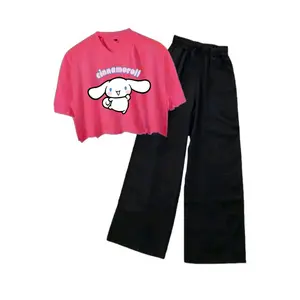 Setelan Crop Top Kulot Anak Perempuan Karakter Cinnamoroll | Baju Set Cewek Sanrio 6 8 10 12 14 tahun