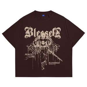 SimpliMoods - Kaos Boxy Fit Oversized Tshirt Blessed Brown Katun Santai Baju Pria Wanita