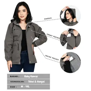 Jaket Parka Wanita Korean Style Musim Dingin Kualitas Premium Terbaru Big Size Canvas Tebal