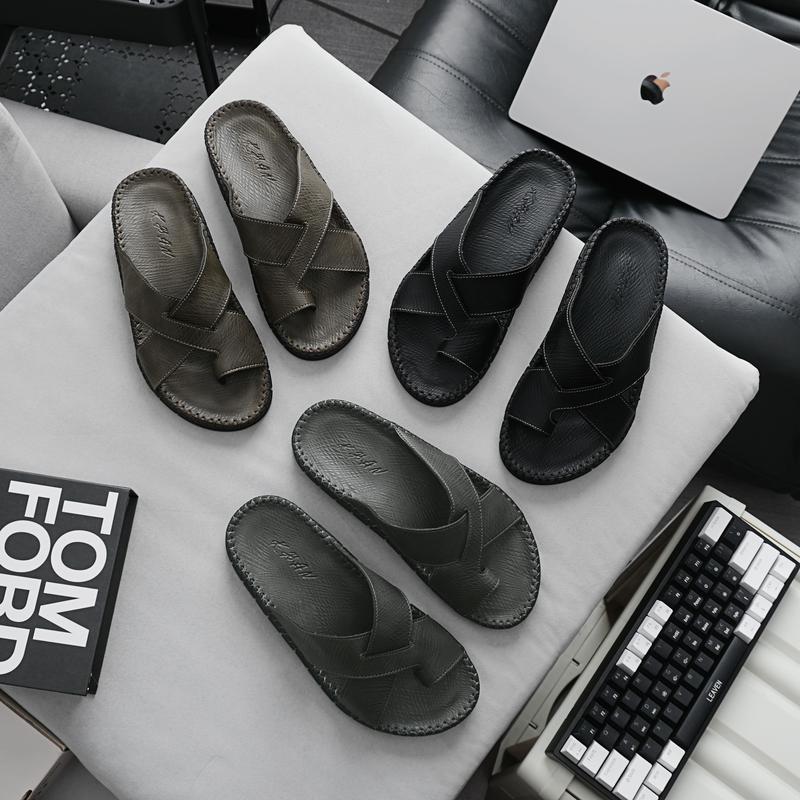 DéP Nam Doctor Quai Chéo Xỏ Ngón Da Thật , Đế Đúc Nguyên Khối ,Đã Khâu,Đế Bằng,  MÃ J