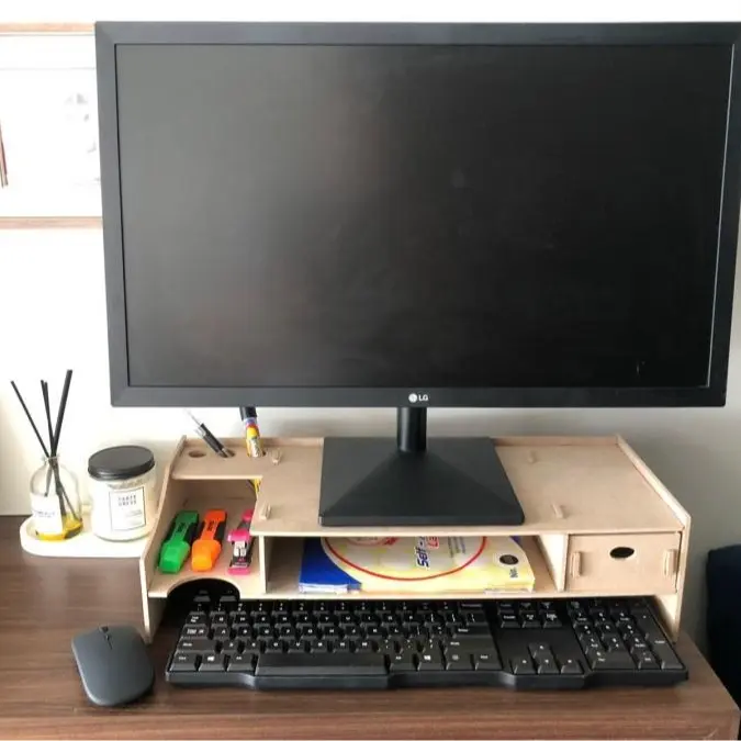 Stand Monitor Kayu Alas Dudukan Meja Tempat Layar Komputer Susun 1005