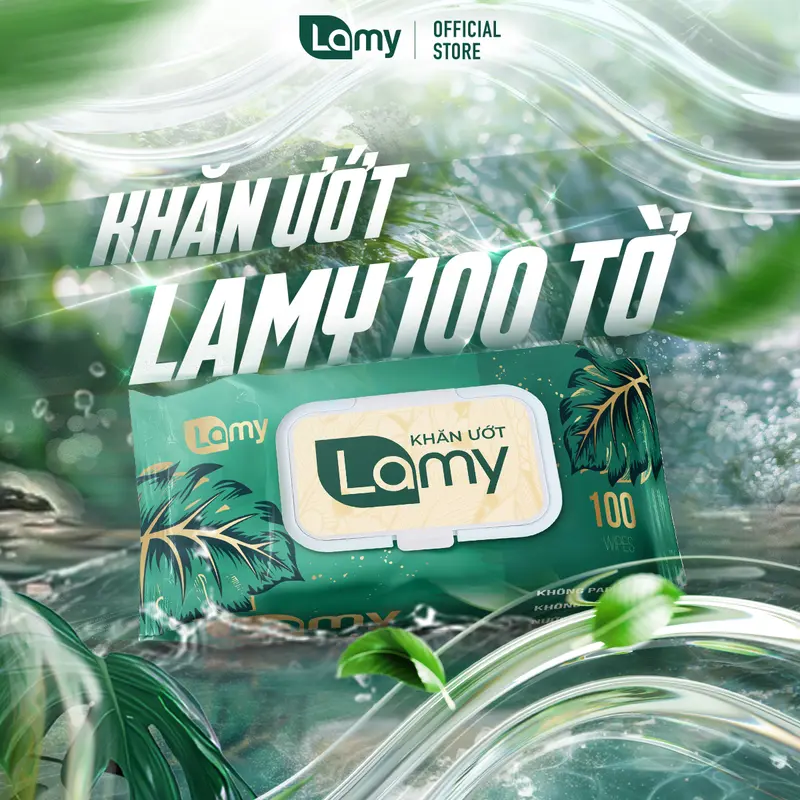 [LAMYAD] Khăn ướt LAMY - Thùng 10 gói x 100 tờ không cồn không mùi  không parabens an toàn cho bé 1
