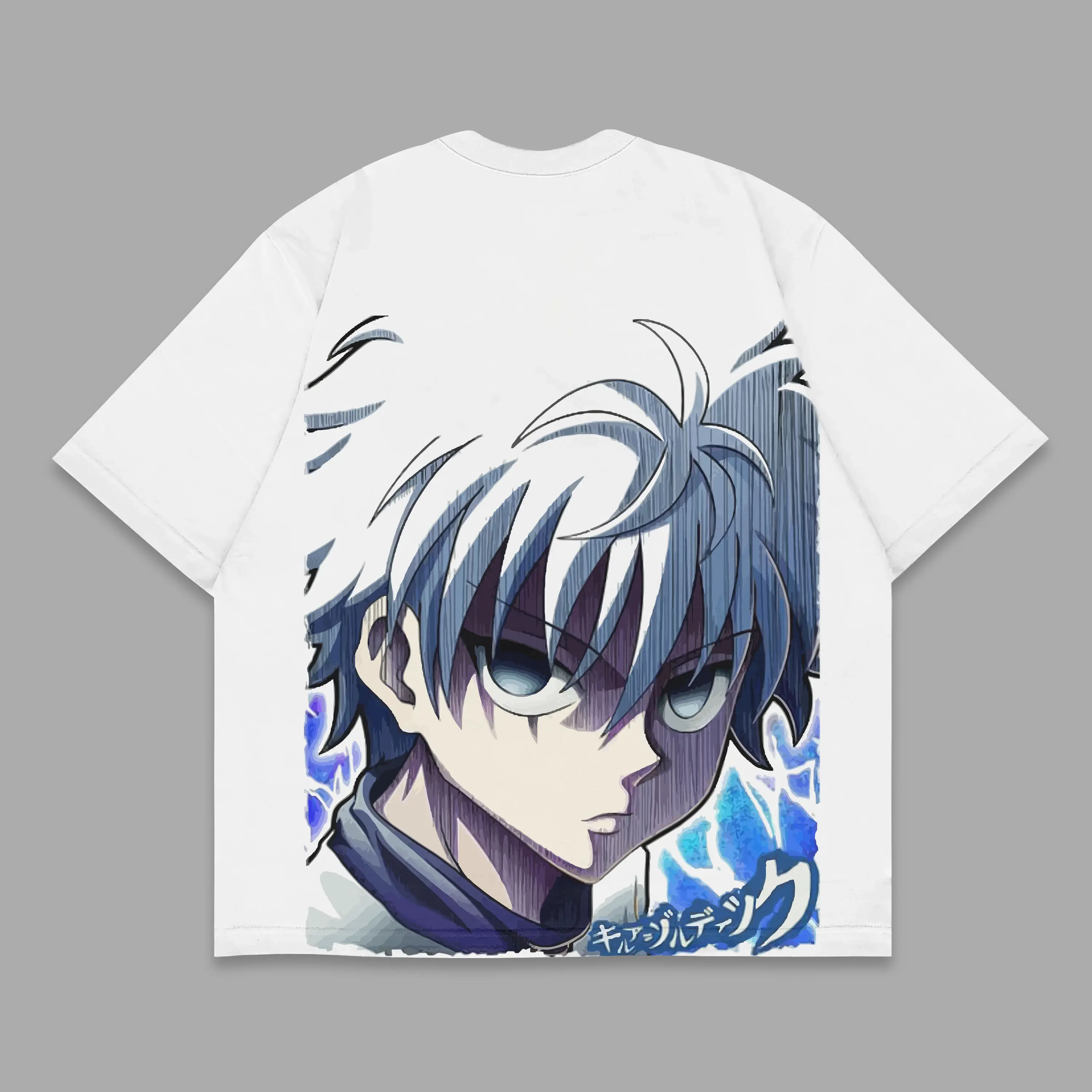 Poepoe.mue - Tshirt Killua Zoldyck HxH | Cotton Combed 24s | Anime | Fullprint | Kaos | Oversize | Tanpa Jahitan Samping