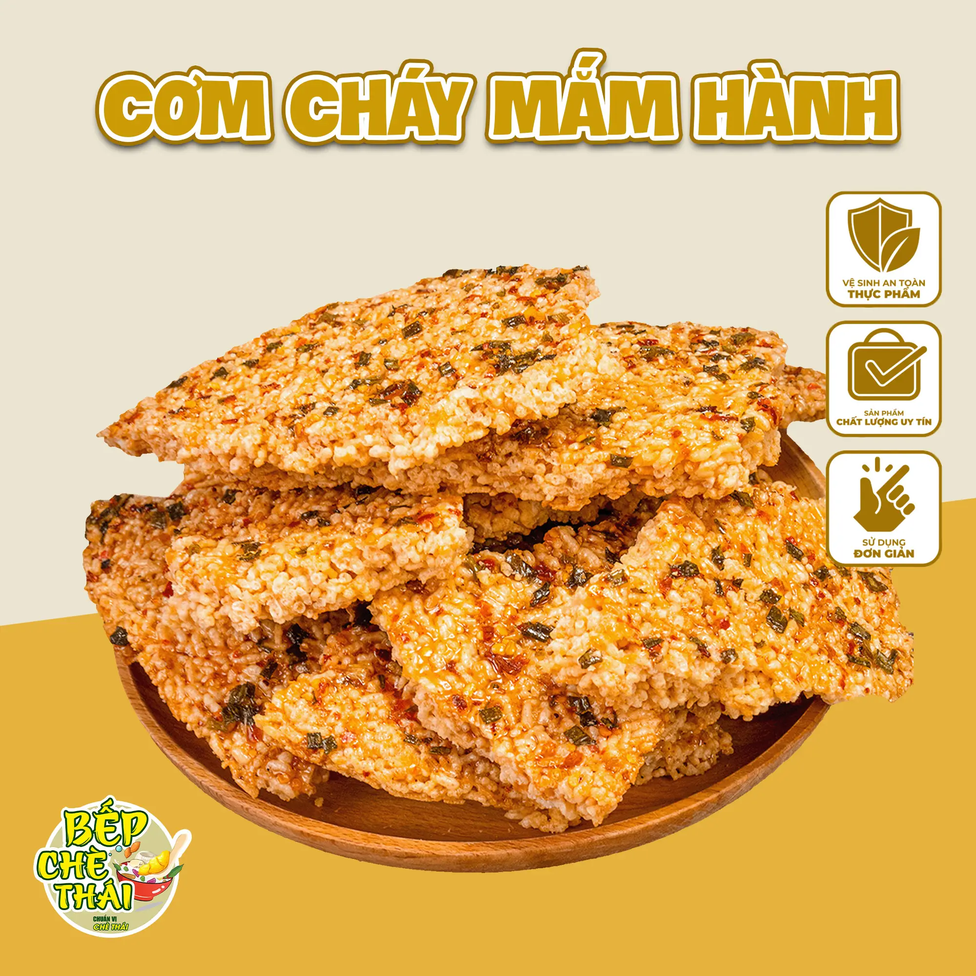Cơm cháy mắm hành - cơm cháy đáy nồi - túi 200gr / 500gr - đồ ăn vặt - bếp chè thái Snack Food