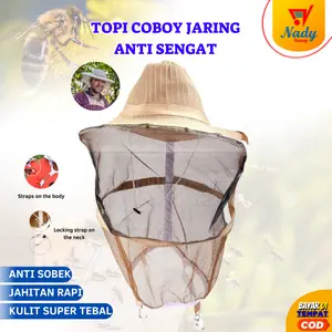 Topi Coboy Jaring Anti Sengat Lebah Nyamuk Serangga