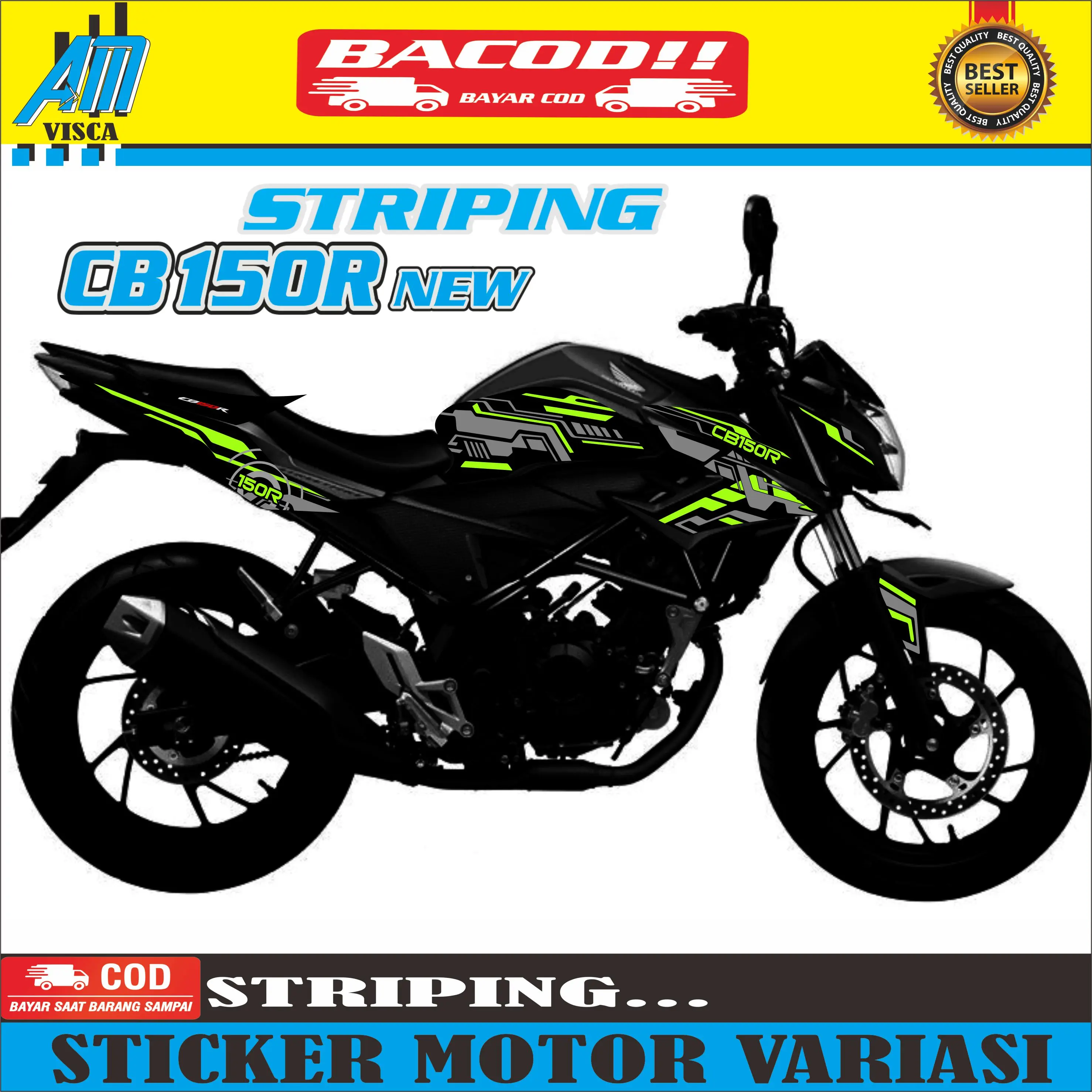Striping Sticker Motor Cb 150R New Stiker Variasi Motif Hitech New Motorcycle