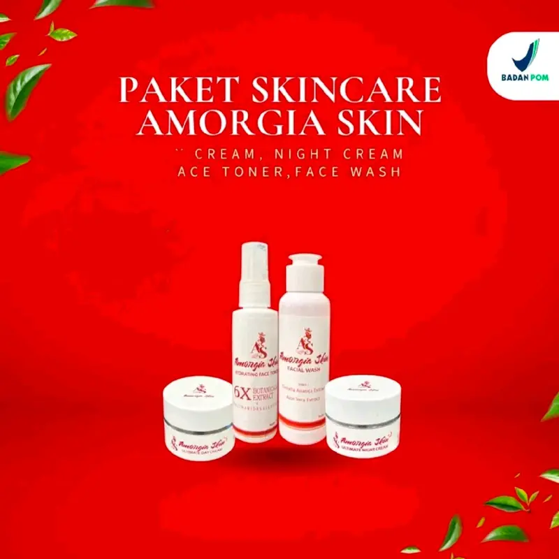 AMORGIA SKIN - 1 PAKET SKINCARE FOR ALL SKIN [ FACIAL WASH, FACE TONER, DAY CREAM, NIGHT CREAM ] 0
