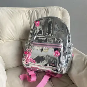 Ransel Kalika Wanita Hologram Silver/Tas Gemblok Mini/Ransel Sekolah Anak