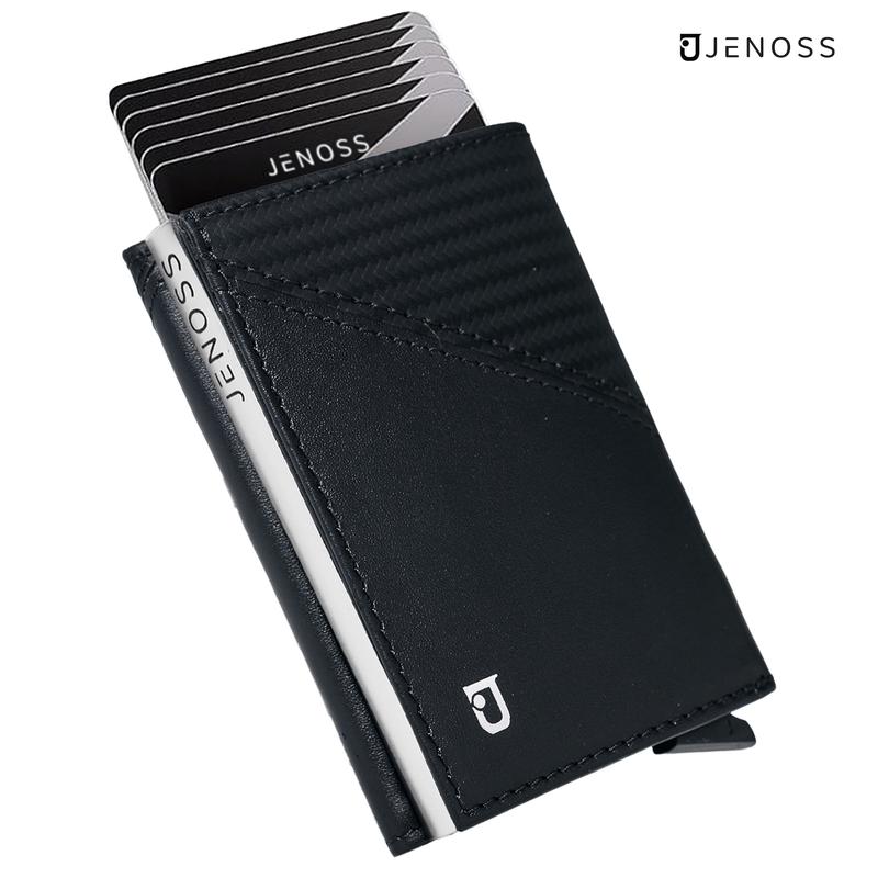 Ví Đựng Thẻ Thông Minh Eclipse, Ví Nam Da Bò Saffiano Cao Cấp, Thiết Kế Gập Ba Mini Nhỏ Gọn, Bóp Nam Chính Hãng Jenoss
