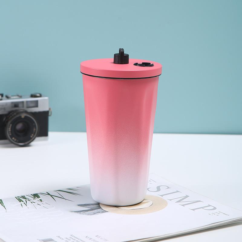 Amazon's latest outdoor sports water cup insulated cup 304 stainless steel insulated diamond cup gradient portable portable cup large capacity coffee cup with straw 600ml vacuum tumbler 2