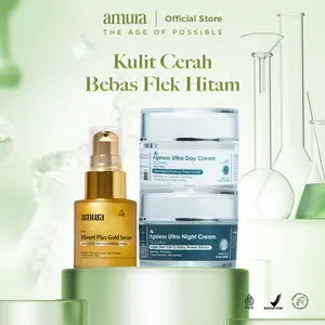 Amura Paket Flek Hitam (Serum Wajah gold, day & night cream) Mencerahkan Niacinamide
