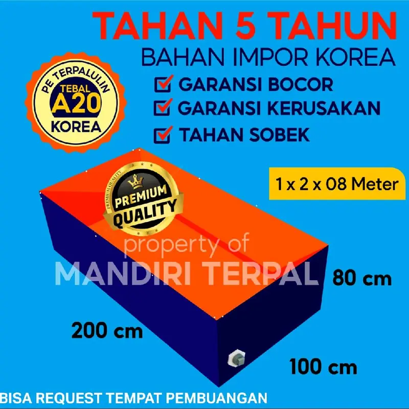 Terpal Kolam Terpal Ikan A20 100x200x80 / 200x100x80 / 1x2x0,8 / 2x1x0,8 Untuk Budidaya Ikan Lele Nila Gurame 0