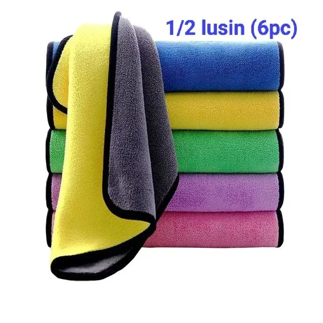 1/2lusin 1lusin Kain Lap Microfiber Mobil Motor Meja Kaca Handuk Cuci Tangan Dapur ukuran 30x30cm dan 30x40 cm