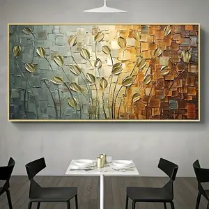 lukisan dinding abstrak bunga tulif hiasan dinding aesthetic modern Kayu Frame