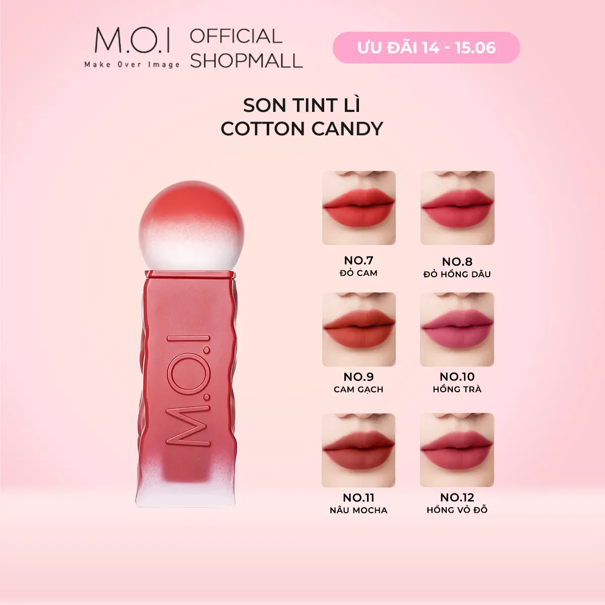Son tint MOI Cotton Candy - Son Kẹo Nhẹ Như Bông - Matte Lasting Lip Tint