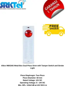 Albox MBS34S Metal Box Dual Piezo Siren w Tamper Switch & Strobe Light