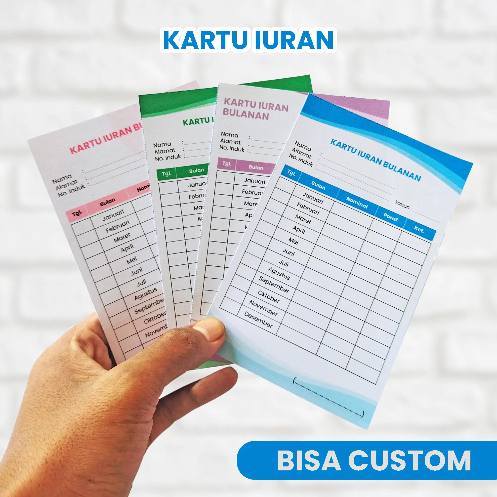 ( ISI 50 PCS ) Kartu Iuran Bulanan Custom / Spp / Kas / Iuran Warga Kertas Pembayaran Cards