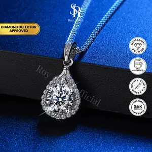 Roystone_Moissanite Kalung Wanita Original Sertifikat GRA Silver925 Lapis Emas18K_Blossom Necklace