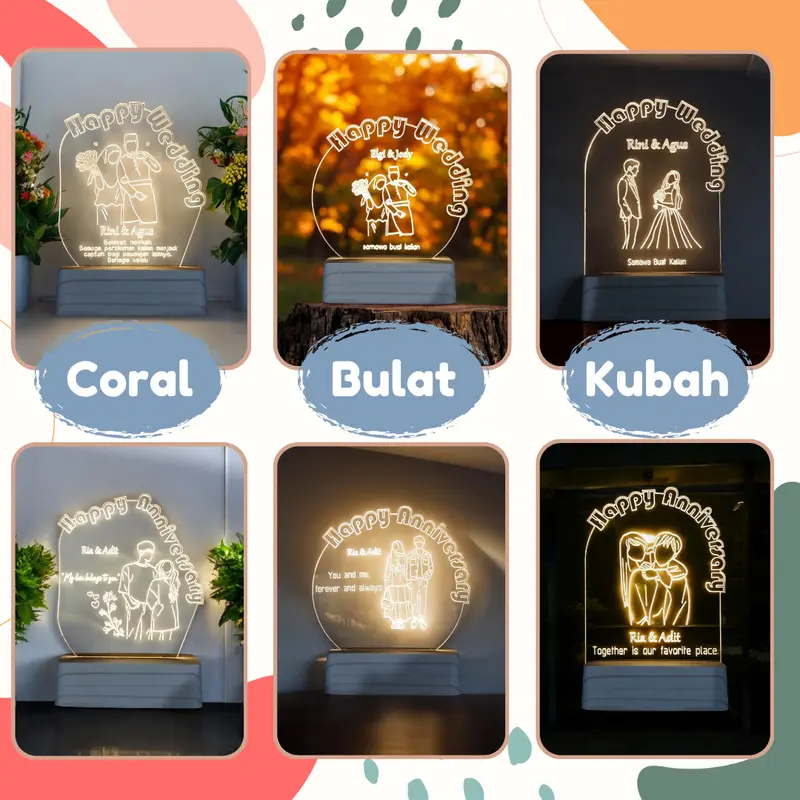 Novo Lampu Hias Akrilik Custom Kado Gift hadiah souvenir Wisuda wedding Graduation Birthday Anniversary Lampu Kamar Tidur Aesthetic 2