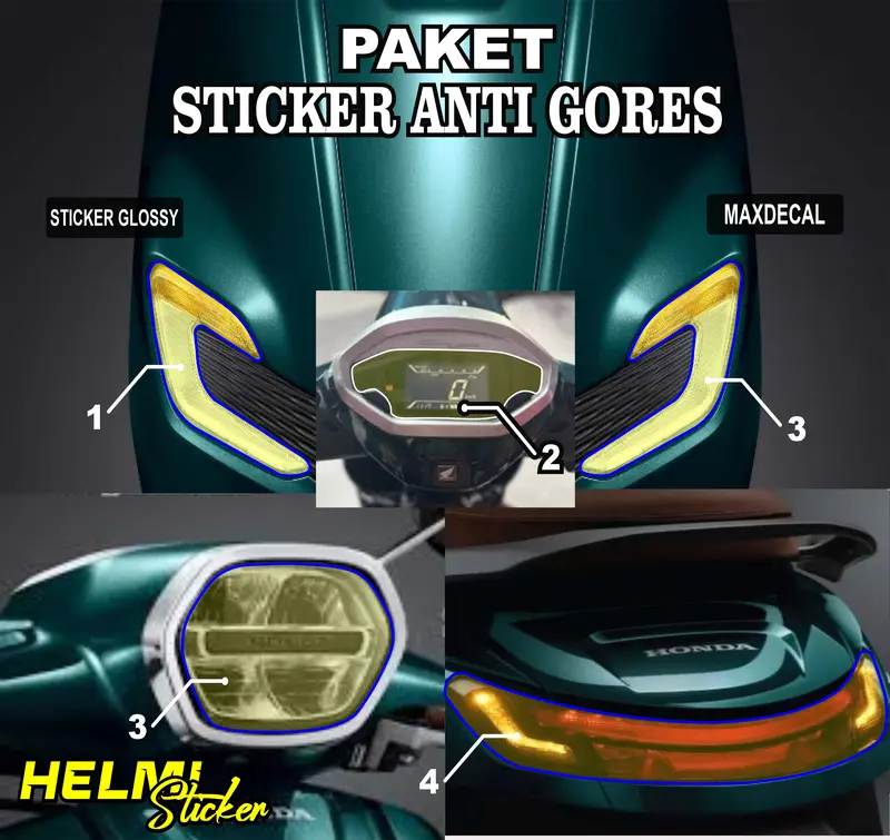 PAKET STICKER TRASPARAN MIKA HONDA STYLO 160 PELINDUNG MIKA ANTI GORES  SEN LAMPU STOP LAMPU DEPAN SPIDOMEETER ANTI GORES VARIASI STIKER Motorcycle 5