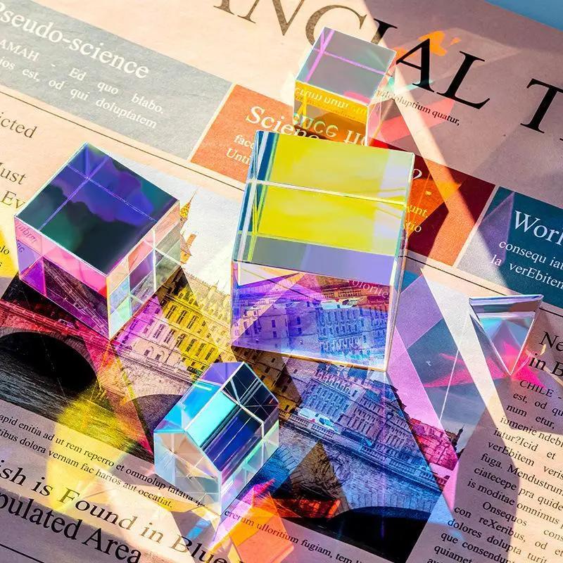 15/20Mm 3D Màu Ma Thuật Cmy Cube Hexahedral Pha Lê Lăng Kính Quang Học Di Động…