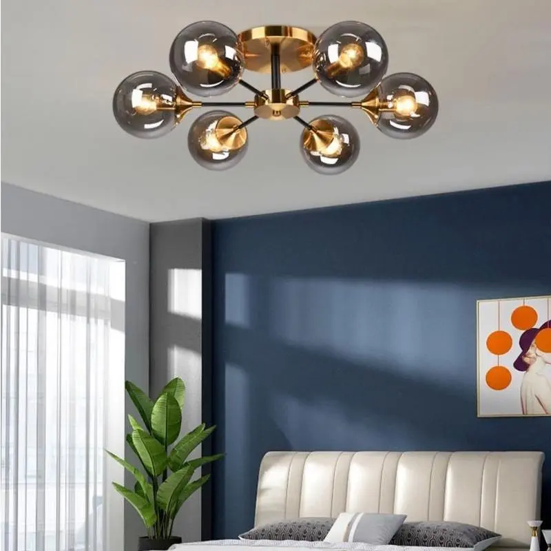 Nordic Decorative Living Room Light Led Glass Ball Chandelier Ceiling Light Modern Dining Room Light American Home Light Bedroom Light