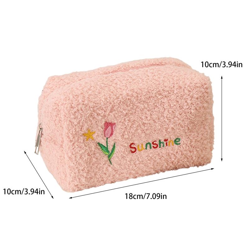Túi Đựng Mỹ Phẩm, Phong Cách Ins, Thiết Kế Hoa Tulip Nhồi Bông Túi Trang Điểm, Màu Pastel Hộp Bút Chì, Thích Hợp Cho Bé Gái, Cỡ Lớn, Lý Tưởng Cho Du Lịch, Hộp Đựng Đồ Trang Điểm, Túi Đựng Mỹ Phẩm Rửa, Trang Trí Nhà Cửa 6