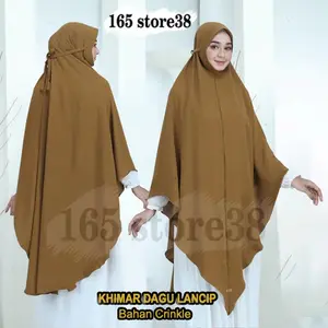 Hijab/Jilbab/Khimar Dagu Malay Crinkle Jumbo Syari Non Pad Tali Model Lancip V