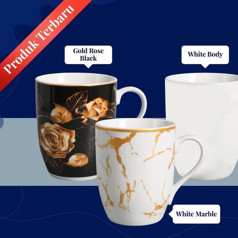 Mug marmer white & black gold 4